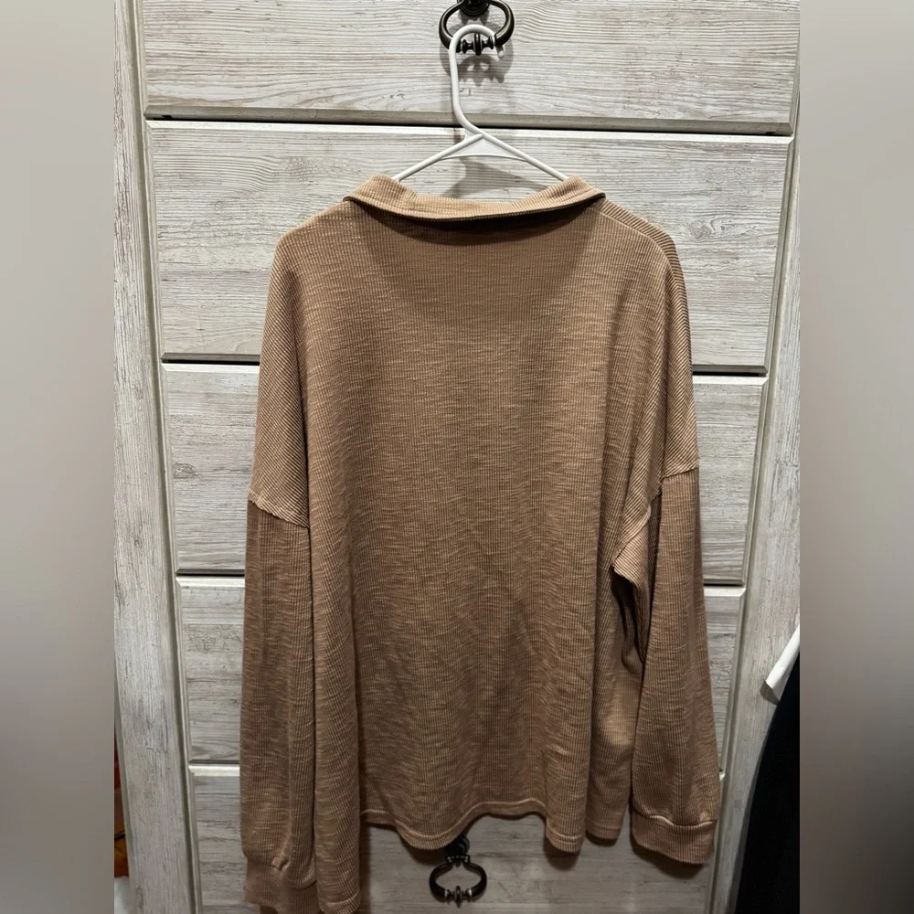 Brown Button-Up Collared Shirt - Picture 3 of 4